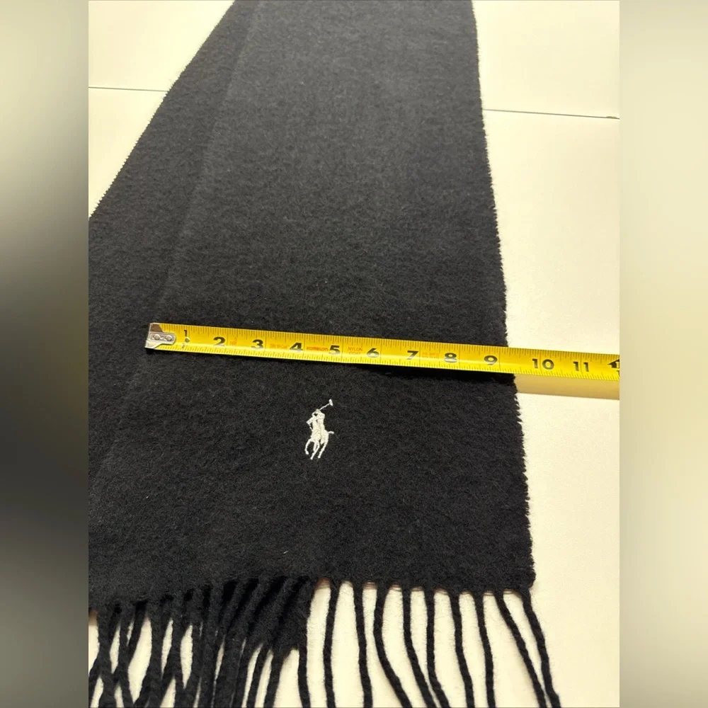 VTG Ralph Lauren Men’s Black 100% Lambswool Neck Scarf‎ Wool Made Italy Preppy